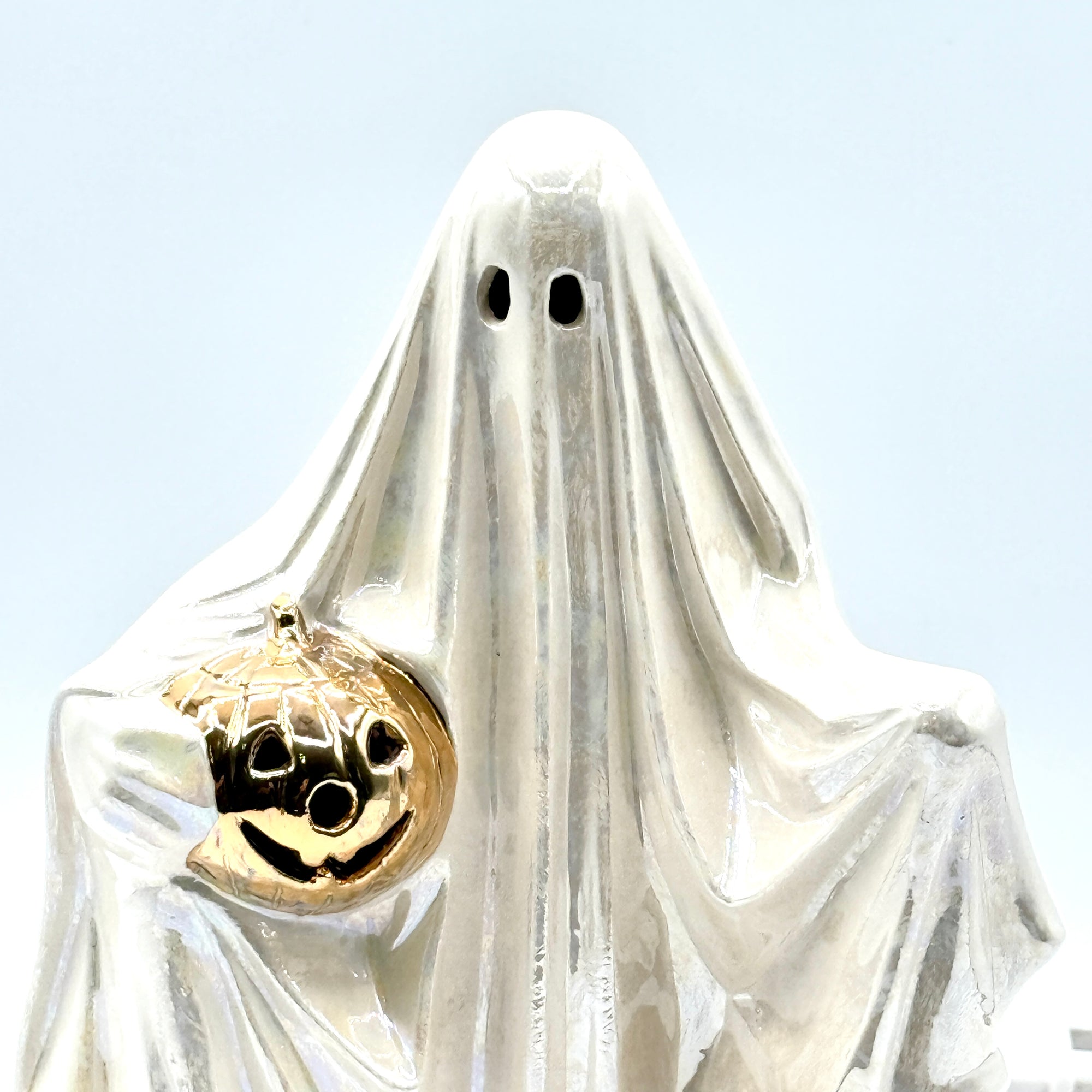 Mother of Pearl Ghost Lamp with Real Gold Pumpkin